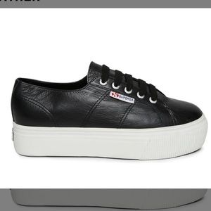 Black Leather Superga Sneakers